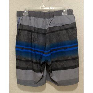 Zeroxposure  Black & Blue Striped Board Swim Trunks Size M/M